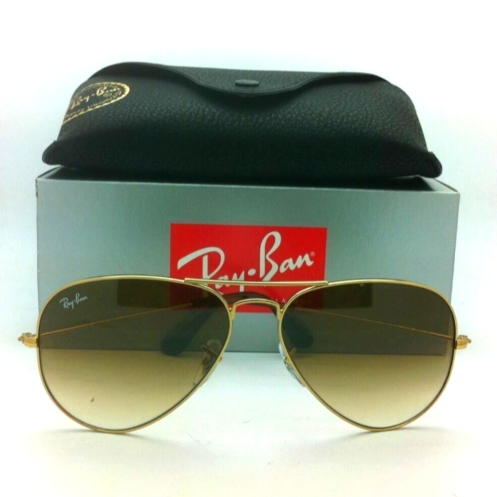 LIKE NEW RayBan Aviator RB3025 Gradient Brown Ray ban Sunglasses - Picture 3 of 13